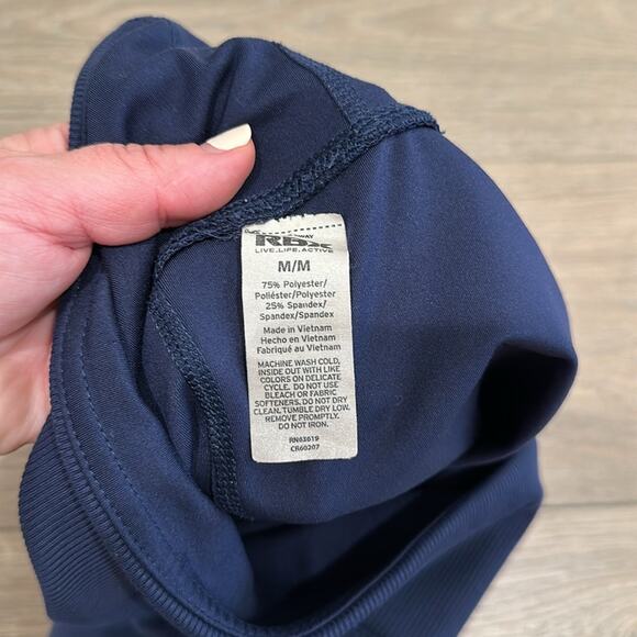 RBX Dark Blue Ribbed‎ Detail Front Tie Polyester Active Workout Leggings Size M - Picture 8 of 11